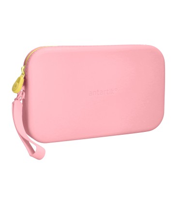 Bolso escolar portatodo antartik silicona rectangular plano con asa 190x120x25 mm color rosa chicle