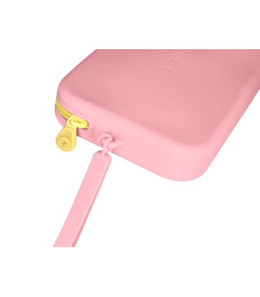 Bolso escolar portatodo antartik silicona rectangular plano con asa 190x120x25 mm color rosa chicle