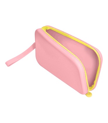 Bolso escolar portatodo antartik silicona rectangular plano con asa 190x120x25 mm color rosa chicle