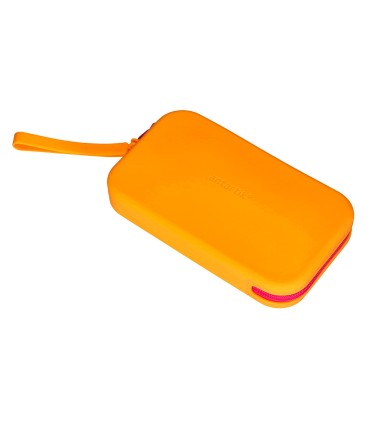 Bolso escolar portatodo antartik silicona rectangular plano con asa 190x120x25 mm color naranja