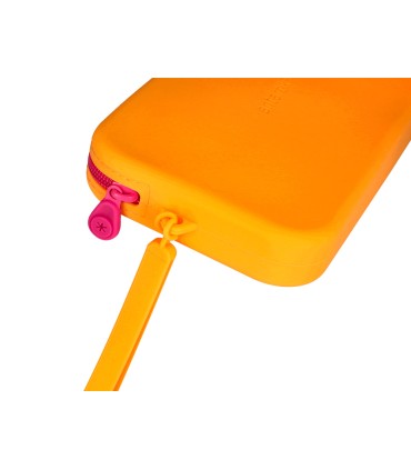 Bolso escolar portatodo antartik silicona rectangular plano con asa 190x120x25 mm color naranja