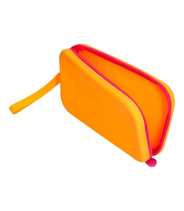 Bolso escolar portatodo antartik silicona rectangular plano con asa 190x120x25 mm color naranja