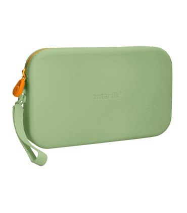 Bolso escolar portatodo antartik silicona rectangular plano con asa 190x120x25 mm color verde militar