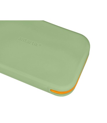 Bolso escolar portatodo antartik silicona rectangular plano con asa 190x120x25 mm color verde militar