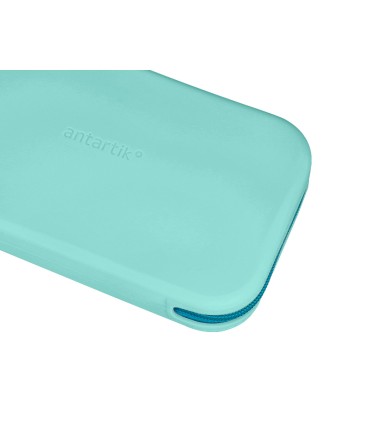 Bolso escolar portatodo antartik silicona rectangular plano con asa 190x120x25 mm color menta