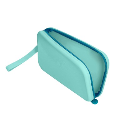 Bolso escolar portatodo antartik silicona rectangular plano con asa 190x120x25 mm color menta