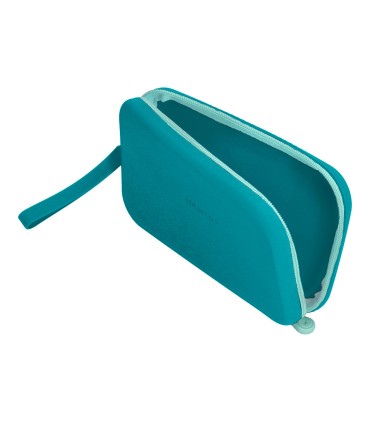 Bolso escolar portatodo antartik silicona rectangular plano con asa 190x120x25 mm color azul turquesa