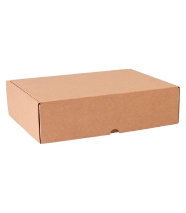 Caja automontable q connect para e commerce y regalo carton reciclado canal simple 3 mm kraft 430x320x150 mm