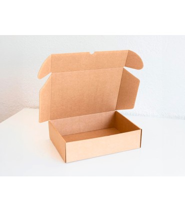 Caja automontable q connect para e commerce y regalo carton reciclado canal simple 3 mm kraft 430x320x150 mm