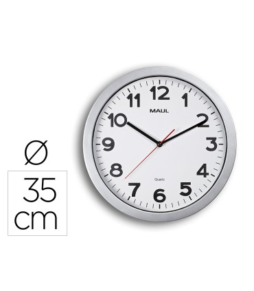 Reloj maul step de pared redondo 35 cm diametro electrico color plata