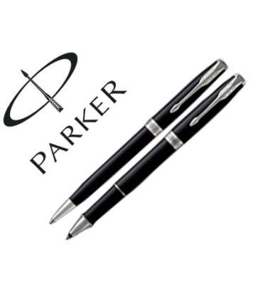 Juego parker duo sonnet laca negra ct boligrafo roller