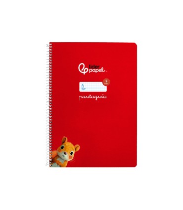 Cuaderno espiral liderpapel di n a4 pautaguia tapa dura 80h 90 gr cuadro pautado 5mm color rojo