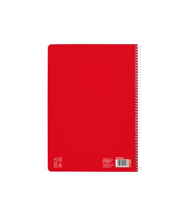 Cuaderno espiral liderpapel di n a4 pautaguia tapa dura 80h 90 gr cuadro pautado 5mm color rojo