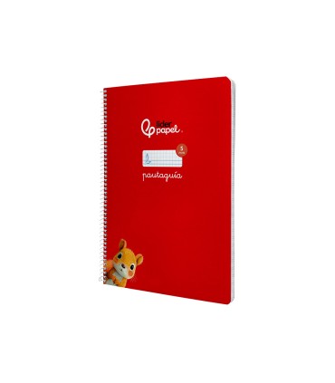 Cuaderno espiral liderpapel di n a4 pautaguia tapa dura 80h 90 gr cuadro pautado 5mm color rojo