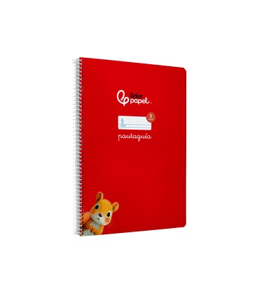 Cuaderno espiral liderpapel di n a4 pautaguia tapa dura 80h 90 gr cuadro pautado 5mm color rojo