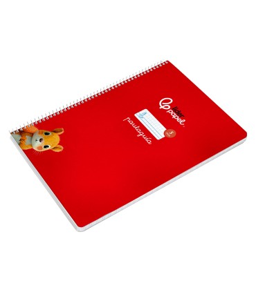 Cuaderno espiral liderpapel di n a4 pautaguia tapa dura 80h 90 gr cuadro pautado 5mm color rojo