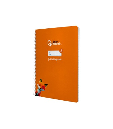 Cuaderno espiral liderpapel di n a4 pautaguia tapa dura 80h 90 gr cuadro pautado 5mm color naranja