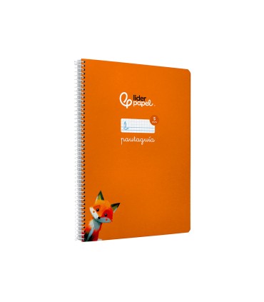 Cuaderno espiral liderpapel di n a4 pautaguia tapa dura 80h 90 gr cuadro pautado 5mm color naranja