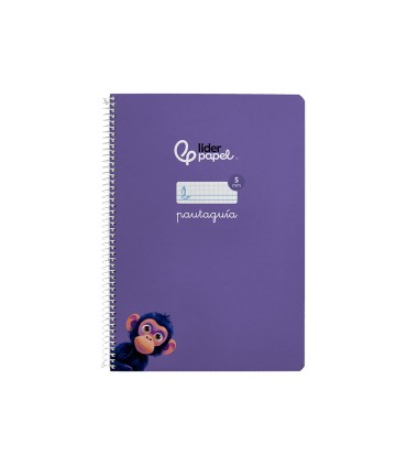 Cuaderno espiral liderpapel di n a4 pautaguia tapa dura 80h 90 gr cuadro pautado 5mm color lila