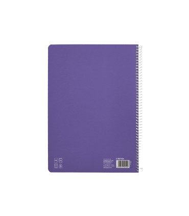 Cuaderno espiral liderpapel di n a4 pautaguia tapa dura 80h 90 gr cuadro pautado 5mm color lila