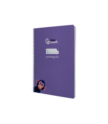 Cuaderno espiral liderpapel di n a4 pautaguia tapa dura 80h 90 gr cuadro pautado 5mm color lila