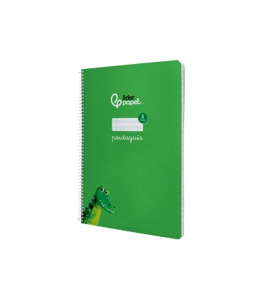 Cuaderno espiral liderpapel di n a4 pautaguia tapa dura 80h 90 gr cuadro pautado 3mm color verde