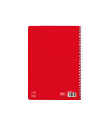 Cuaderno espiral liderpapel di n a4 pautaguia tapa dura 80h 90 gr cuadro pautado 3mm color rojo