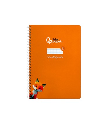 Cuaderno espiral liderpapel di n a4 pautaguia tapa dura 80h 90 gr cuadro pautado 3mm color naranja