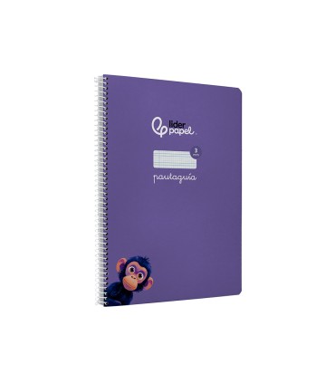 Cuaderno espiral liderpapel di n a4 pautaguia tapa dura 80h 90 gr cuadro pautado 3mm color lila