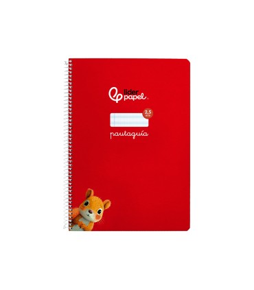 Cuaderno espiral liderpapel di n a4 pautaguia tapa dura 80h 90 gr cuadro pautado 25mm color rojo