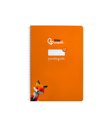 Cuaderno espiral liderpapel di n a4 pautaguia tapa dura 80h 90 gr cuadro pautado 25mm color naranja