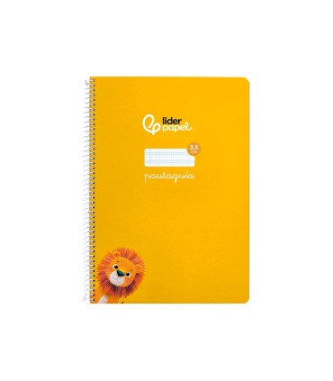 Cuaderno espiral liderpapel di n a4 pautaguia tapa dura 80h 90 gr cuadro pautado 25mm color amarillo