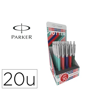 Boligrafo parker jotter original 70 aniversario expositor de 20 unidades colores surtidos