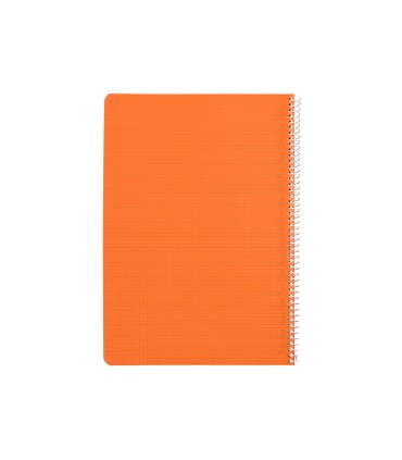 Cuaderno espiral liderpapel din a4 pautaguia tapa plastico80h 90gr cuadro pautado 4mm con margen color naranja