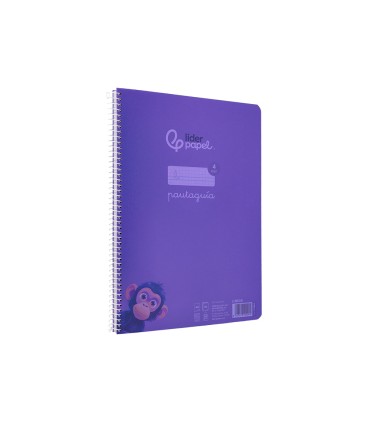 Cuaderno espiral liderpapel din a4 pautaguia tapa plastico80h 90gr cuadro pautado 4mm con margen color lila