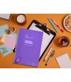 Cuaderno espiral liderpapel din a4 pautaguia tapa plastico80h 90gr cuadro pautado 4mm con margen color violeta