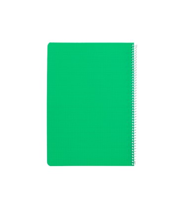 Cuaderno espiral liderpapel din a4 pautaguia tapa plastico80h 90gr cuadro pautado 4mm con margen color verde