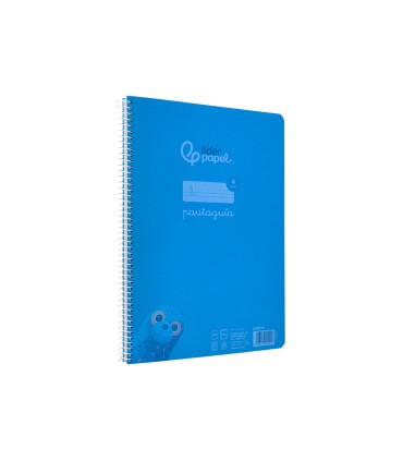 Cuaderno espiral liderpapel din a4 pautaguia tapa plastico80h 90gr cuadro pautado 4mm con margen color azul