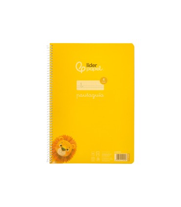 Cuaderno espiral liderpapel din a4 pautaguia tapa plastico80h 90gr cuadro pautado 4mm con margen color amarillo