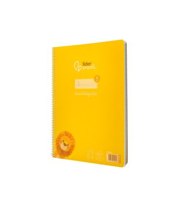 Cuaderno espiral liderpapel din a4 pautaguia tapa plastico80h 90gr cuadro pautado 4mm con margen color amarillo