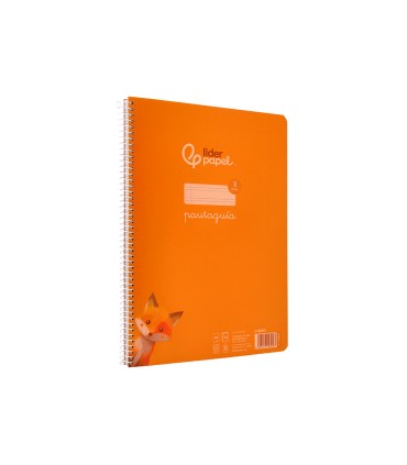 Cuaderno espiral liderpapel din a4 pautaguia tapa plastico80h 90gr cuadro pautado 3mm con margen color naranja