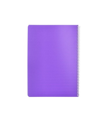 Cuaderno espiral liderpapel din a4 pautaguia tapa plastico80h 90gr cuadro pautado 3mm con margen color lila