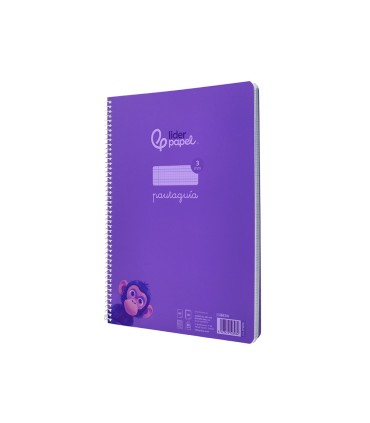 Cuaderno espiral liderpapel din a4 pautaguia tapa plastico80h 90gr cuadro pautado 3mm con margen color lila