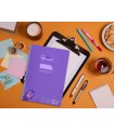 Cuaderno espiral liderpapel din a4 pautaguia tapa plastico80h 90gr cuadro pautado 3mm con margen color violeta