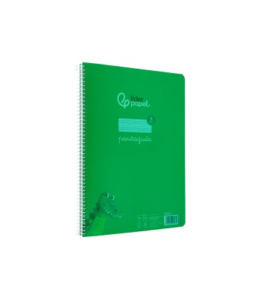 Cuaderno espiral liderpapel din a4 pautaguia tapa plastico80h 90gr cuadro pautado 3mm con margen color verde