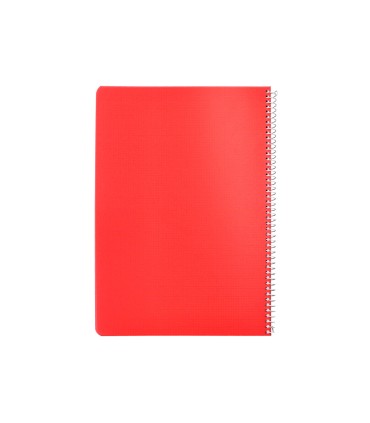 Cuaderno espiral liderpapel din a4 pautaguia tapa plastico80h 90gr cuadro pautado 3mm con margen color rojo