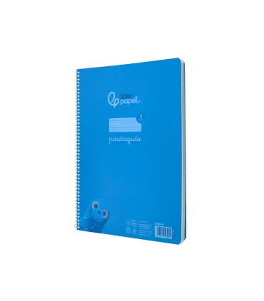 Cuaderno espiral liderpapel din a4 pautaguia tapa plastico80h 90gr cuadro pautado 3mm con margen color azul