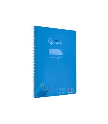 Cuaderno espiral liderpapel din a4 pautaguia tapa plastico80h 90gr cuadro pautado 3mm con margen color azul