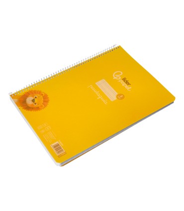 Cuaderno espiral liderpapel din a4 pautaguia tapa plastico80h 90gr cuadro pautado 3mm con margen color amarillo