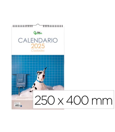 Calendario espiral pared liderpapel imagenes perros 2025 para escribir 25x40 cm papel 157 gr